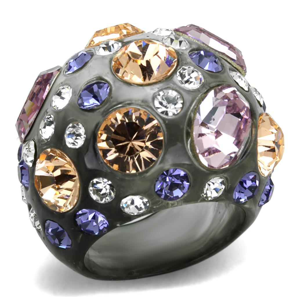 JCE114 Resin Ring with Top Grade Crystal  in Multi Color