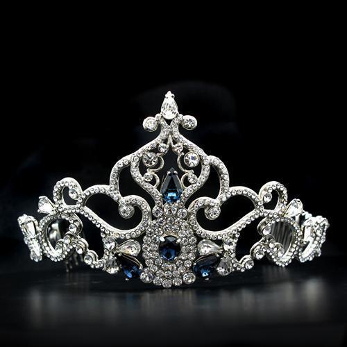 JCE2110 Imitation Rhodium Brass Tiaras & Hair Clip with Top Grade Crystal  in Montana