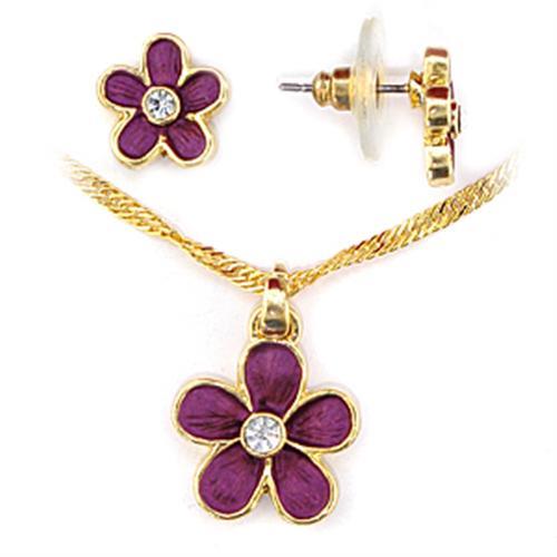 JCE270 Gold White Metal Jewelry Sets with Top Grade Crystal  in Clear-Default Title