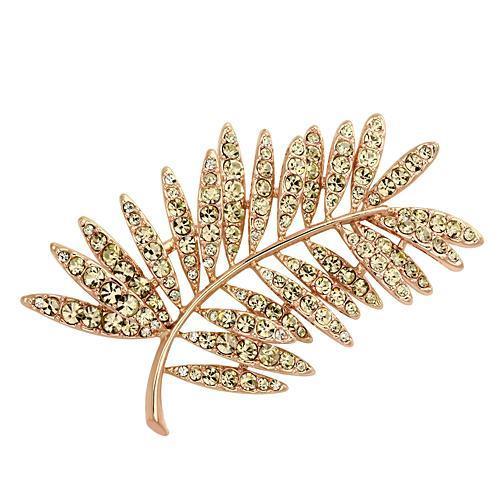 JCE2830 Flash Rose Gold White Metal Brooches with Top Grade Crystal  in Light Peach
