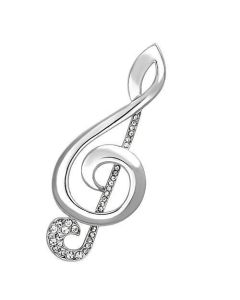 JCE2892 Imitation Rhodium White Metal Brooches with Top Grade Crystal  in Clear
