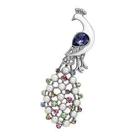 JCE2896 Imitation Rhodium White Metal Brooches with Top Grade Crystal  in Multi Color