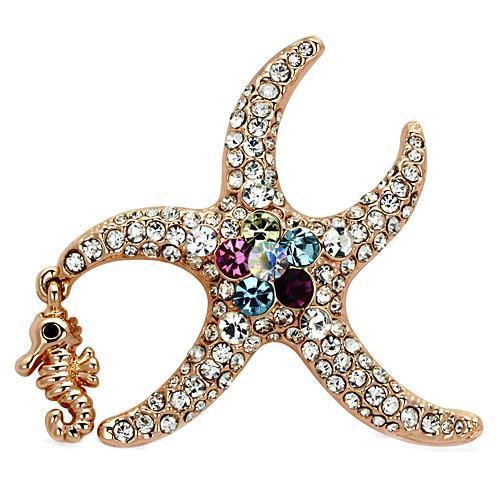 JCE2911 Flash Rose Gold White Metal Brooches with Top Grade Crystal  in Multi Color