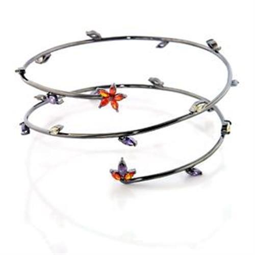 JCEA453 Ruthenium Brass Arm Loop with AAA Grade CZ  in Multi Color-Default Title