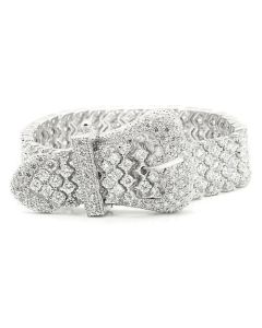 JCES179 Rhodium 925 Sterling Silver Bracelet with AAA Grade CZ  in Clear