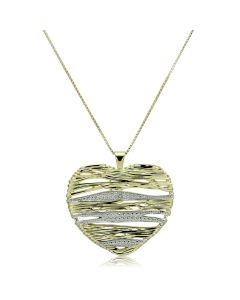 JCES599 Gold+Rhodium 925 Sterling Silver Necklace with AAA Grade CZ  in Clear