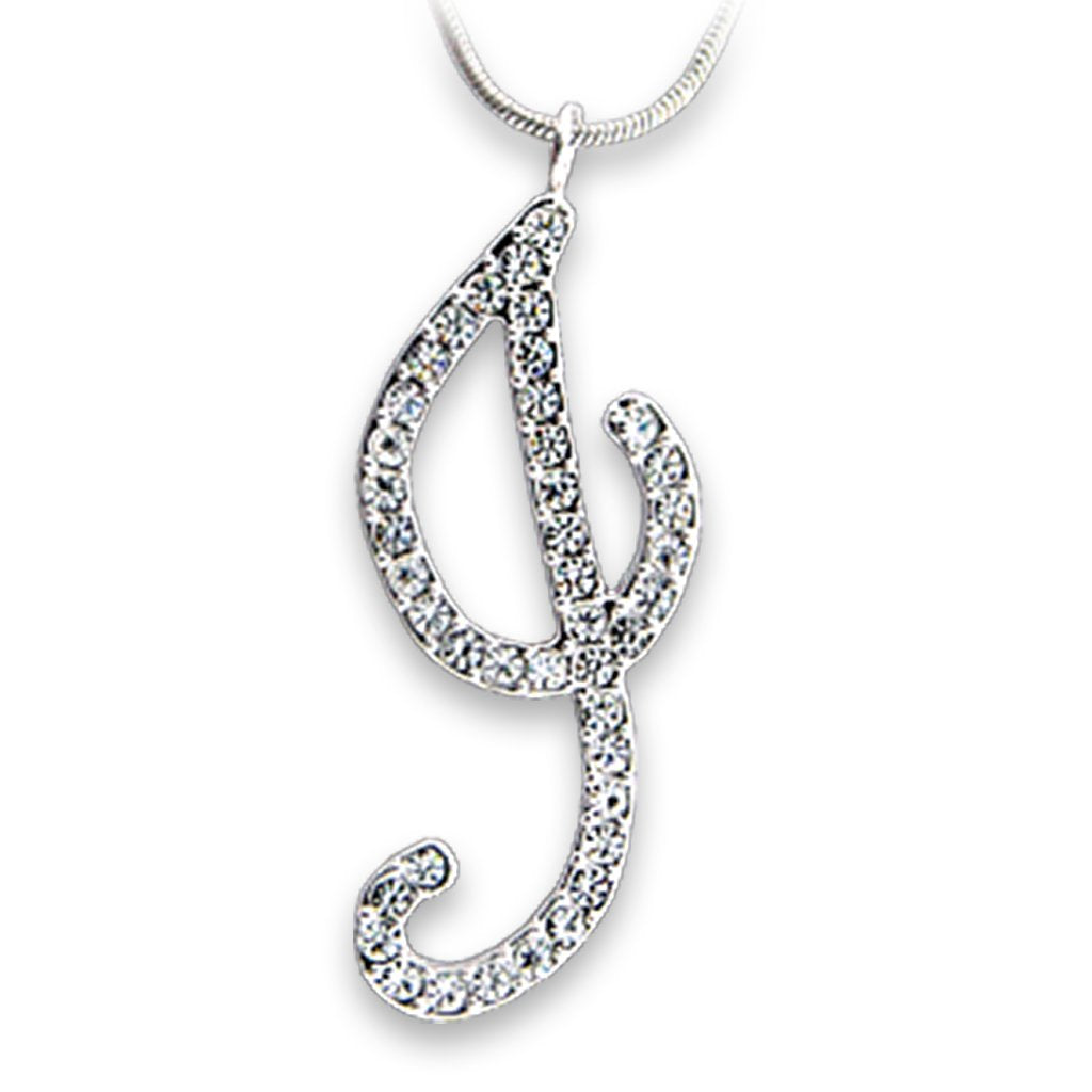 JCE121 Rhodium Brass Pendant with Top Grade Crystal  in Clear-Default Title