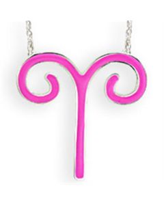 JCEK08PINK Silver Brass Chain Pendant with Epoxy  in Rose