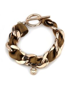 JCE3066 IP Rose Gold(Ion Plating) Stainless Steel Bracelet with Top Grade Crystal  in Light Peach
