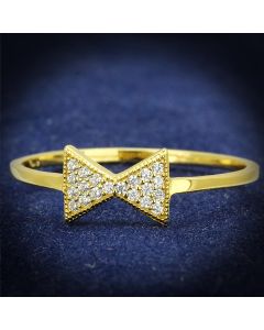 JCE593 Gold 925 Sterling Silver Ring with AAA Grade CZ  in Clear