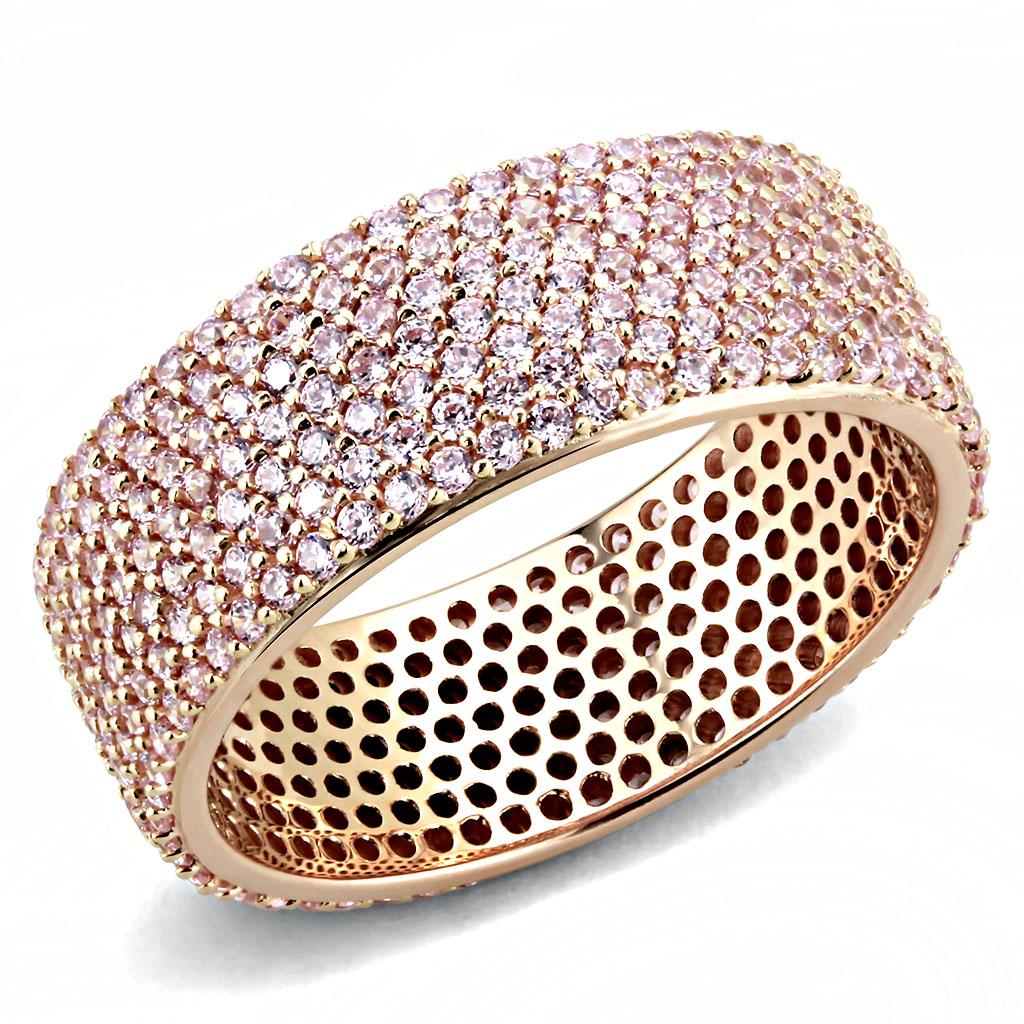 JCE612 Rose Gold 925 Sterling Silver Ring with AAA Grade CZ  in Light Rose