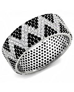 JCE613 Rhodium 925 Sterling Silver Ring with AAA Grade CZ  in Jet