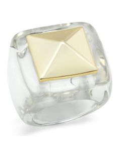 JCE015 Gold Brass Ring with Synthetic Synthetic Stone in Clear