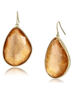 JCE071 IP Gold(Ion Plating) Brass Earrings with Synthetic Synthetic Stone in Orange